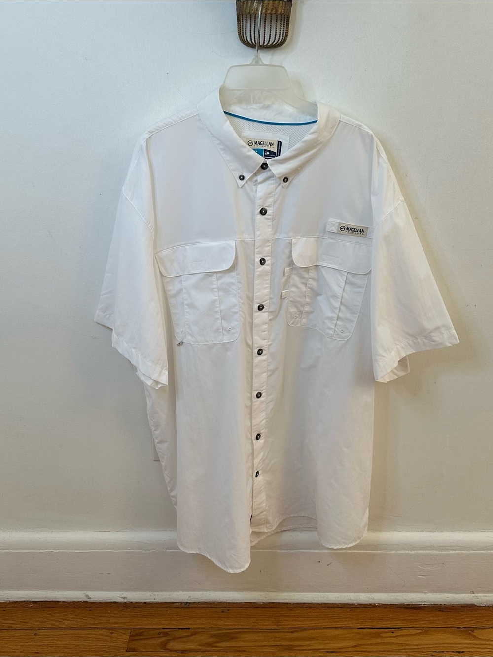 Magellan Outdoors Laguna Madre White Short Sleeve Fishing Shirt, 3XL, Button-Up